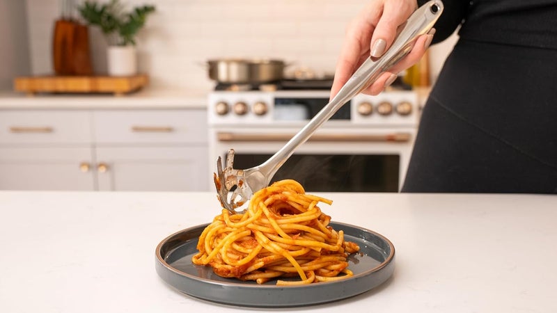 CEYWA Stainless Steel Pasta Serving Spoon – Pasta Spoon with Teeth - Elegant One-Piece Spaghetti fork, Durable Pasta Utensil for Cooking & Serving - Easy to Clean - Image 2
